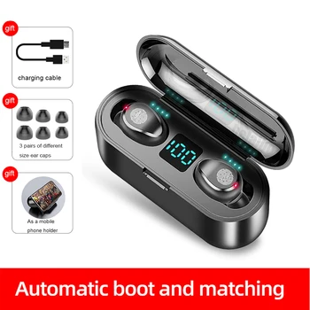 

F9 TWS headphones Wireless Earphone Bluetooth V5.1 earphone LED display touch Sports Music game Earbuds Headset With Microphone
