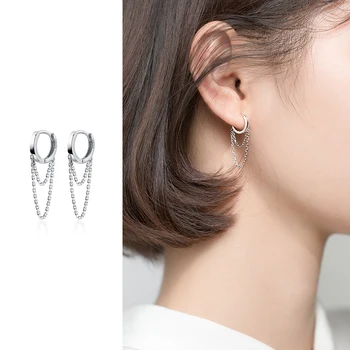 

Mocanie Minimalist Chain Tassel Classic 925 Sterling Silver Hoop Earring for Women Anti-Allergy Earring Fine Jewelry Accessories