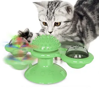 

HOT Whirling Scratching With Led Ball Teasing Interactive Massage Kitten Turntable Pet Tickle Soft Educational Windmill Cat Toy