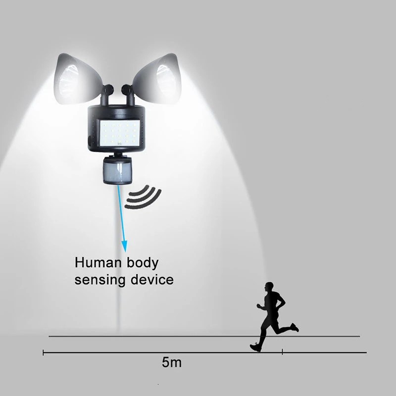 Binval 42 светодиодный s Солнечная светодиодная лампа 2 головы тела датчик движения наружные светильники для сада патио двора украшения уличные настенные светильники