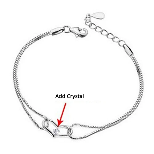 Heart-Shaped Girls Bracelet Stainless Steel Colorful Austrian Crystal Chain Bracelet For Women Dropshipping Woman Accesoires - Окраска металла: Crystal
