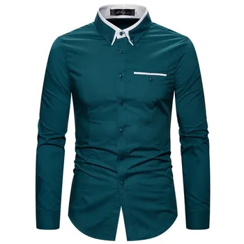 

Ropa De Hombre 2020 Spring New European American Fashion Business Shirt Solid Color Casual Slim Long Sleeve Men's Shirts