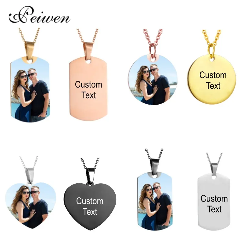 Personalized customization Necklace Custom Color Photo Engrave Text Stainless Steel Necklace For Women Men Charm Choker Necklace afbeelding