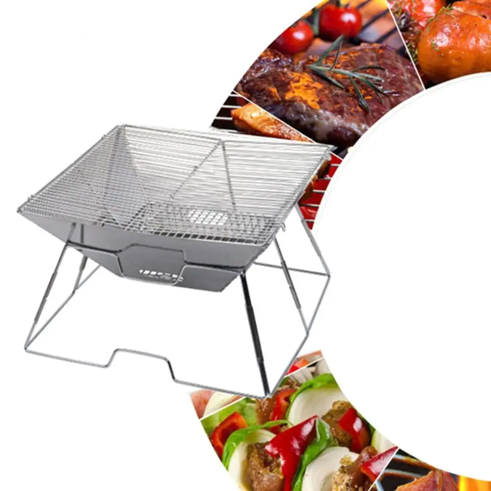 

Outdoor Stainless Steel Barbecue Multi-Function Grill Charcoal Folding Picnic Multi-Person Charcoal Stove Barbecue Trumpet
