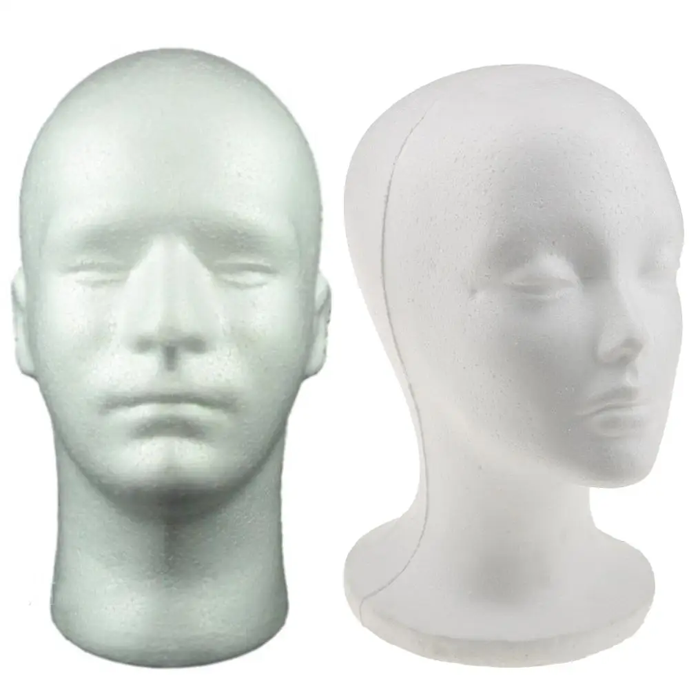 Female Male Mannequin Head White Polystyrene Styrofoam Foam Head Model Stand Wig Hair Hat Headset Display Stand Rack