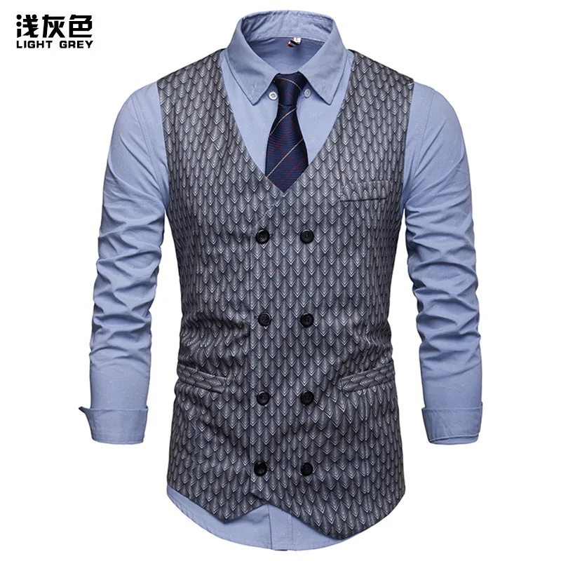Ouma MAN'S Suit Vest-Style Slim Fit Men Double Breasted Vest Men Sleeveless Vest