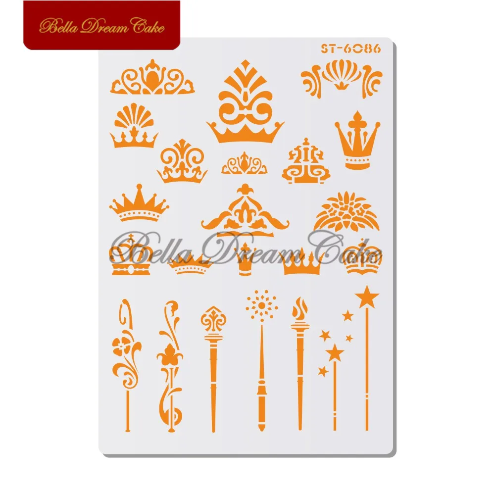 

Crown Magic Wand Cake Stencil PET Wall Stencils for Painting Home Decor DIY Scrapbooking Drawing Stencil Template Cake Tool