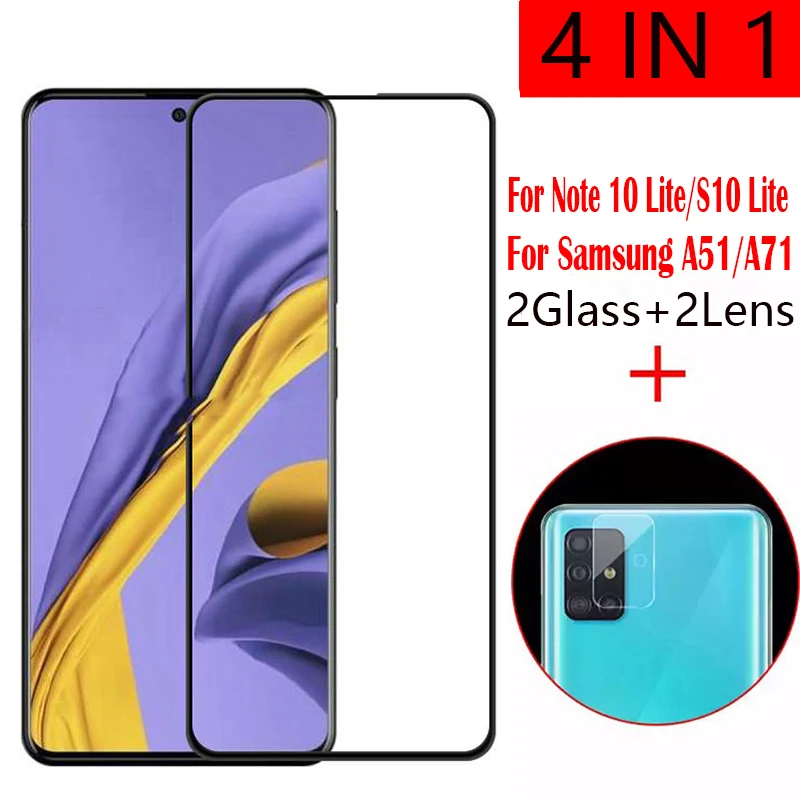 4-in-1 Camera + Tempered Glass For Samsung Galaxy A51 A71 Screen Protector Glass On Samsung Note 10 S10 Lite protective Glass afbeelding