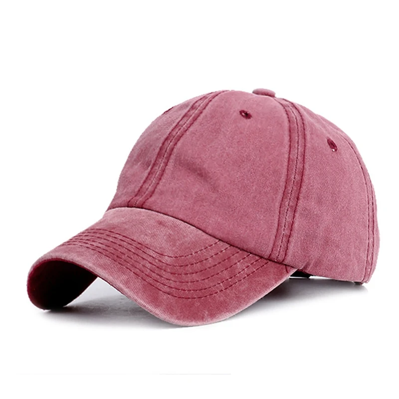 

Solid Color Outdoor Baseball Cap Adjustable Back Closure Washed Cotton Ponytail Sports Hat Headwear Wear For Messy High Buns