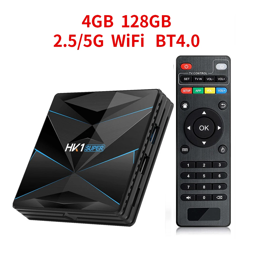 HK1 супер Android 9,0 ТВ приставка RK3318 4K HD 3D медиаплеер Поддержка 2,4G/5G двойной wifi BT4.0 USB 3,0 телеприставка 4GB 128G - Цвет: 4GB128GB