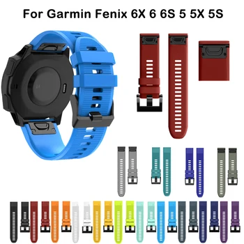 

22 26mm Silicone Watch Band Easy Quick Fit Strap for Garmin Fenix 6X 5X Plus Fenix 3HR Descent MK1 Fenix 6s 5 Plus motion Strap
