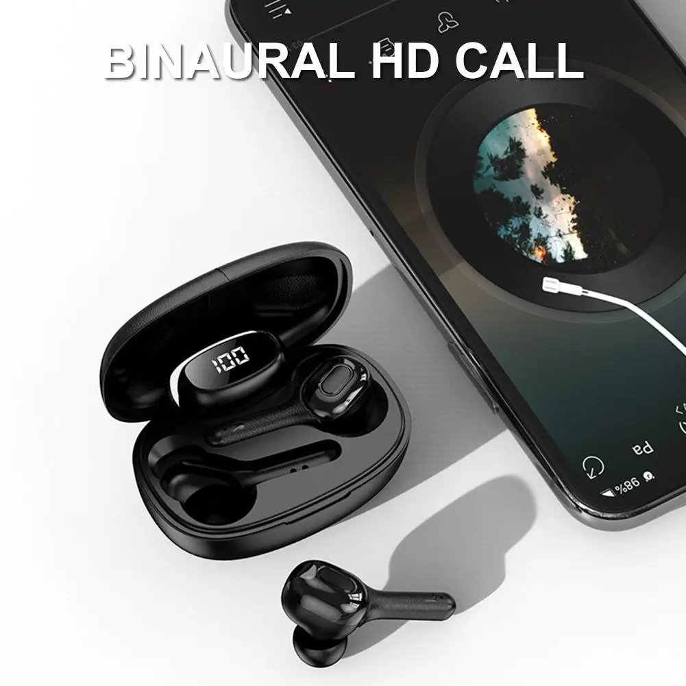 CLAITE TWS беспроводные bluetooth наушники HIFI Графен бас светодиодный цифровой дисплей 6D