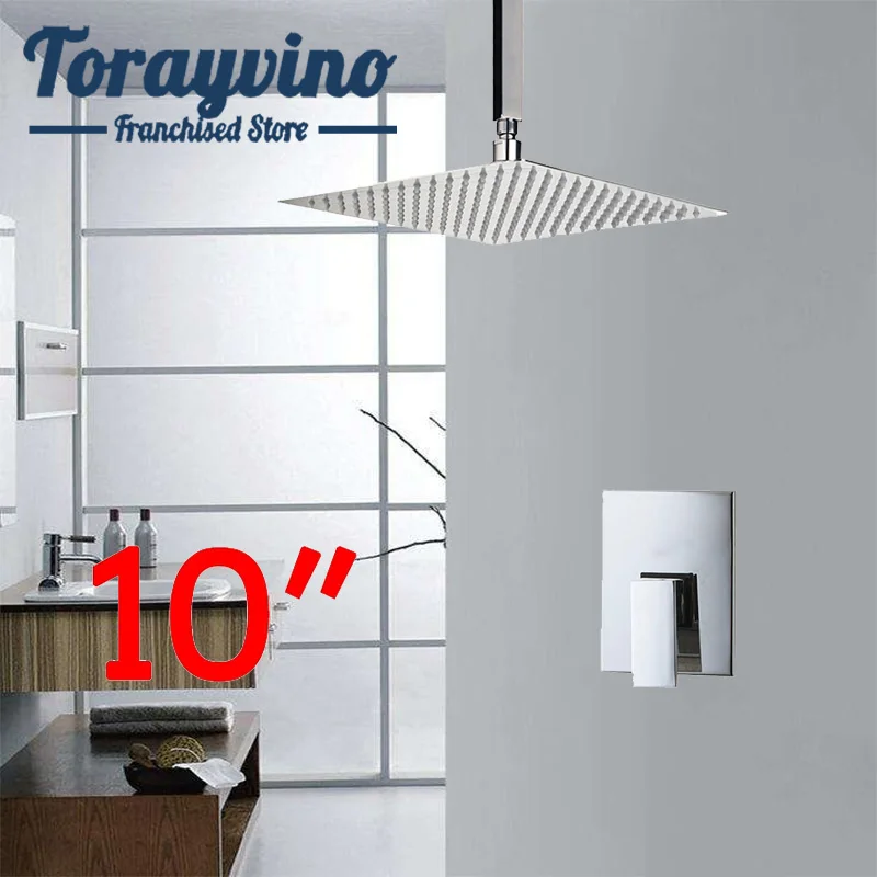 Torayvino потолочное крепление 1" Ультра-тонкая насадка для душа с эффектом Душевой гарнитур для ванной комнаты Управление клапан, настенный горячей и холодной воды смеситель для душа комплект