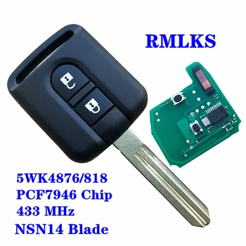 

For Nissan 2 Button Remote Car Key Fob 433Mhz ID46 PCF7946 Chip For Nissan Elgrand X-TRAIL Qashqai Navara Micra Note NV200