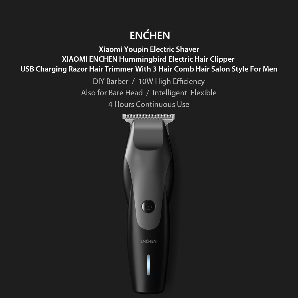 XIAOMI ENCHEN Hummingbird электрическая машинка для стрижки волос USB портотивная Зарядка для бритвы Триммер для волос с 3 расческа для волос салон стиль для мужчин