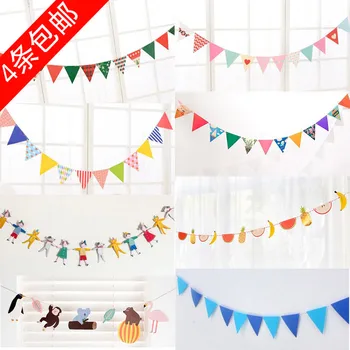 

kids teepe tent accessary Dress up small colorful flag Party Decoration props photography hanging kindergarten flower