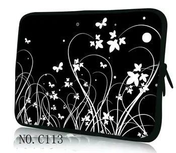 

Black & White Flower soft neoprene laptop sleeve handle bag 10.1"11.6"12.5"13.3"14"15"15.6"17"17.3" for macbook dell hp