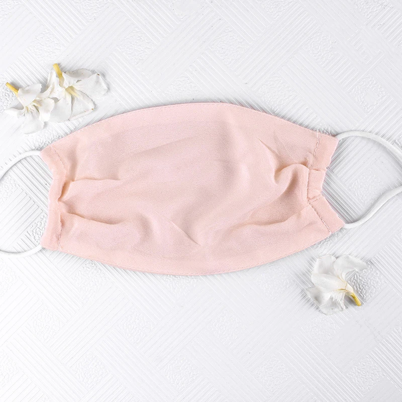 Summer Thin Silk Face Mask Breathable Soft Dual Layer Windproof Sunscreen Mouth Mask Solid /Floral Printed Resuable Women Masks