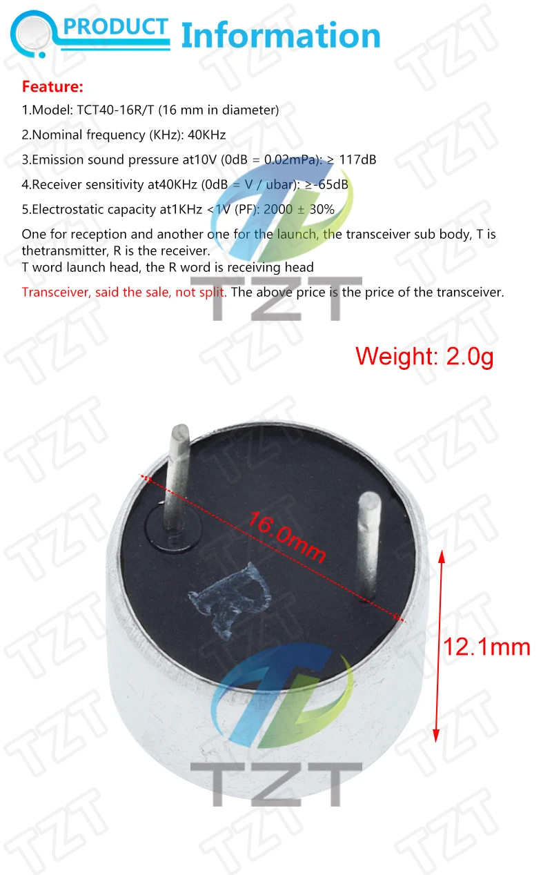 TZT 1 пара TCT40-16R/T 40 кГц ультразвуковой датчик датчика 16 мм ...