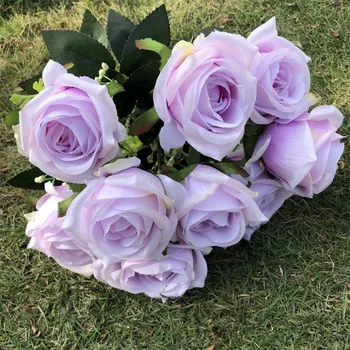

10Pcs Fake Perfume Rose (9 stems/bunch) 15.75" Length Simulation Roses Half Open for Home Decorative Artificial Flowers