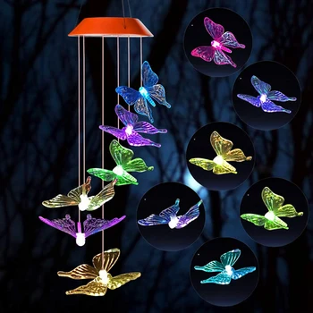 

TOP Wind Chime,Solar Lights Chimes,Butterfly Wind Chimes Led/Solar Wind Chime Outdoor Decor,Yard Decorations Solar Light Mobile,