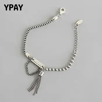 

YPAY 100% Real 925 Sterling Silver Tassel Pendant Beads Charm Bracelets for Women Couple Bracelet Men Fine Party Jewelry YMB112