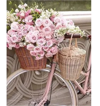 

Painting By Numbers Landscape Coloring By Numbers Hand Painted Bicycle Flower basket Drawing Canvas Home Decor Gift