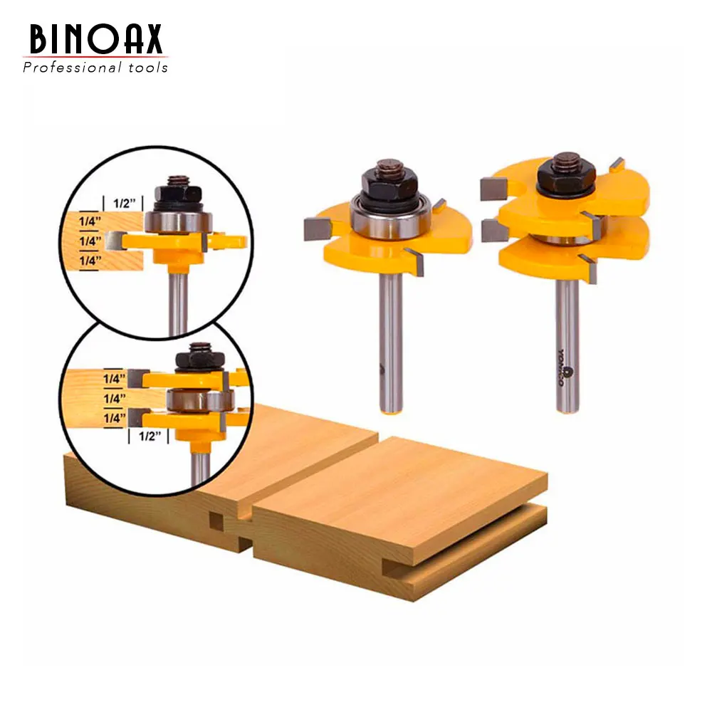Набор 2 битных концевых фрез с пазом и хвостовиком 1/4 дюйма|router bit set|tongue and groovegroove