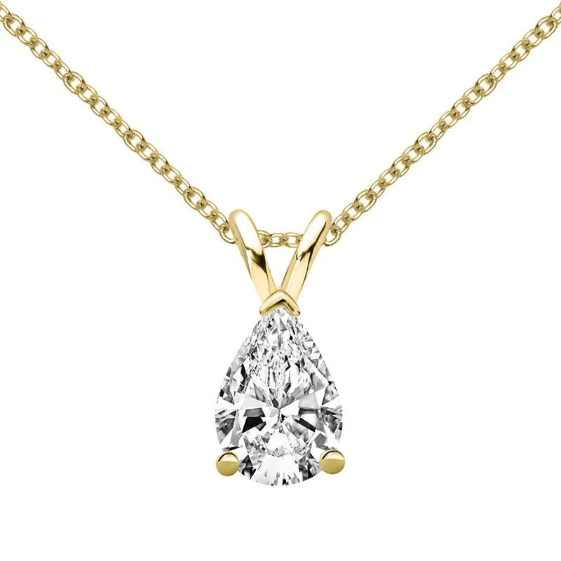 OEVAS 100% 925 Sterling Silver 2 Carat Water Drop High Carbon Diamond Pendant Necklace For Women Sparkling Wedding Fine Jewelry