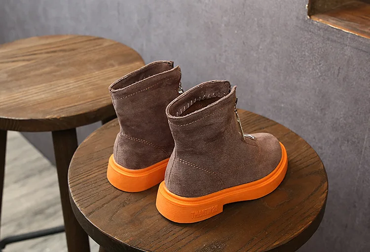 Новые детские зимние ботинки для девочек; повседневная обувь с надписью и молнией спереди; Botas