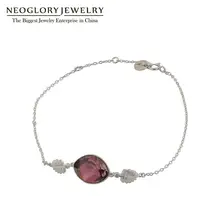 Neoglory S925 Стерлинговое Серебро Листья Форма регулируемые браслеты для женщин украшенные кристаллами от Swarovski подарок