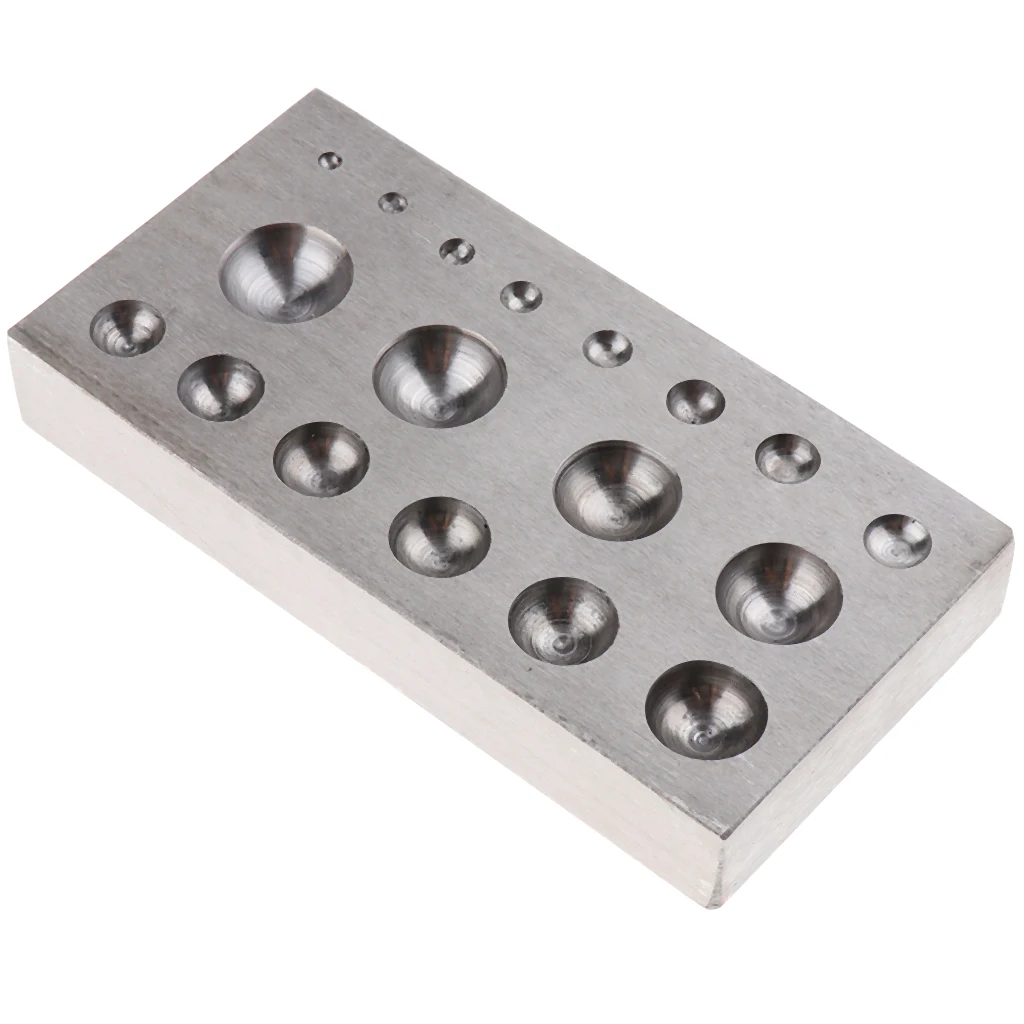 

Solid Dapping Block with 18 Round Cavities Rectangle Flat Dapping Block Half Sphere DIY Tool