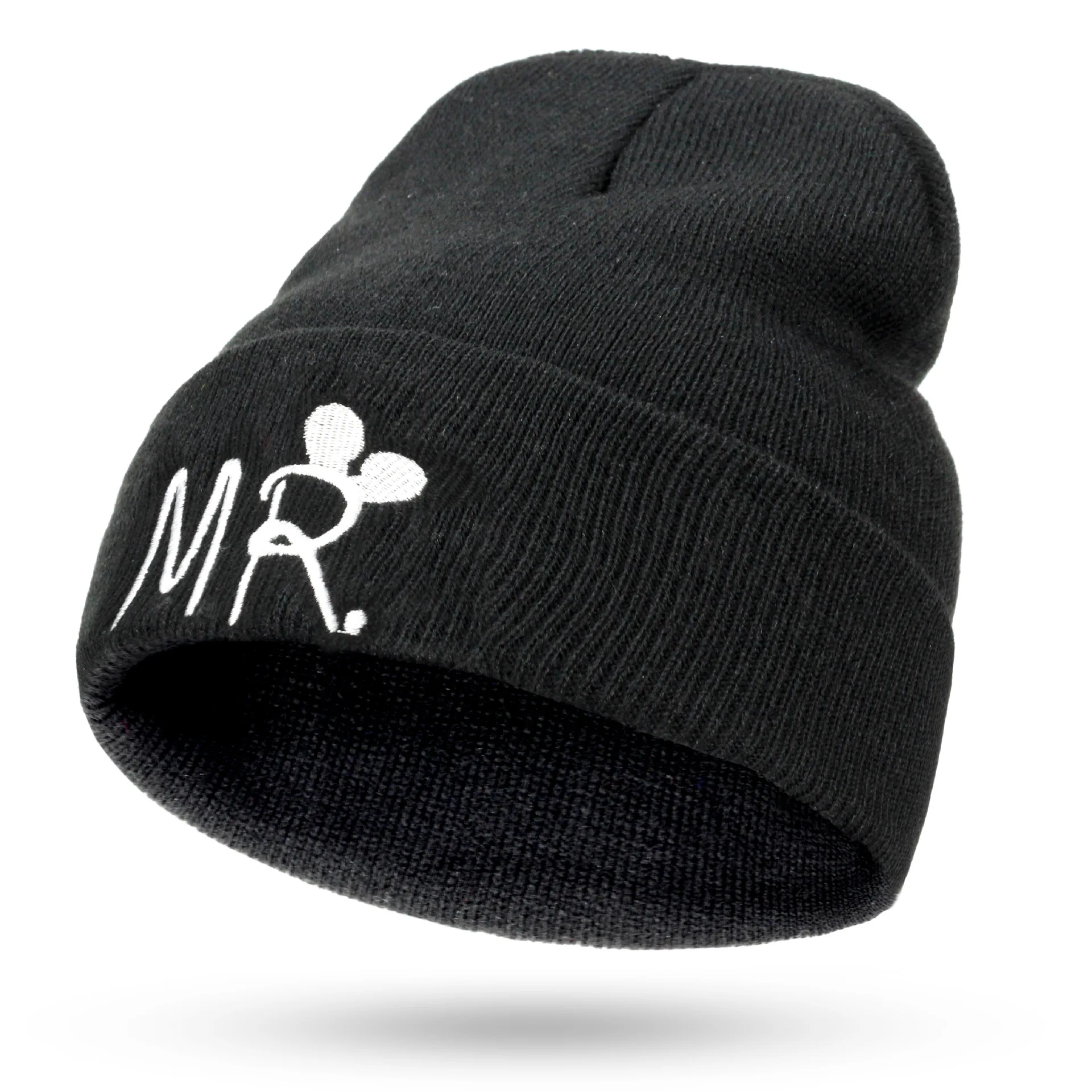 Новинка зимняя детская вязаная шапка с буквенной вышивкой MR/MRS теплые детские