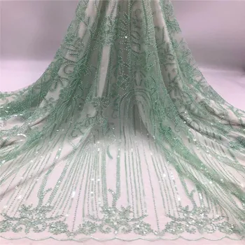 

Luxury Lace Fabric Green African French Lace Fabric High Quality High-end handmade beaded Wedding Nigerian Lace Fabric