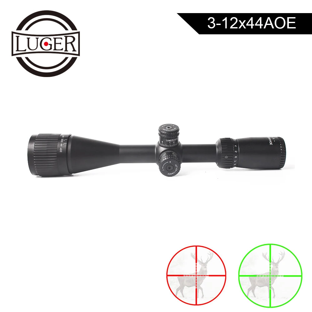 LUGER 3-12X44 AOE охотничий прицел в красную и зеленую точку Illnuminated Riflescope Sniper Airsoft Air guns тактический оптический прицел