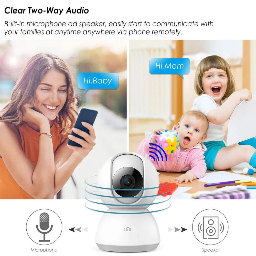 Xiao mi jia 360 градусов ночная версия IP смарт-камера WiFi голосовой Детский Монитор веб-камера для mi Home-глобальная версия Беспроводная камера