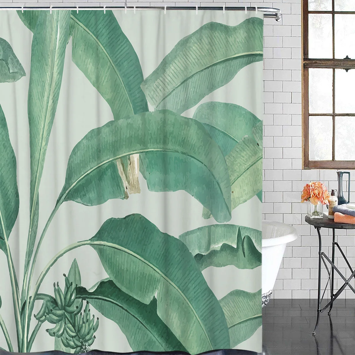Modern Curtain Plant Banana Leaf Banana Printed Bathroom Shower Curtain Bathroom Decor Waterproof Fabric Shower Curtain Shower Curtains Aliexpress