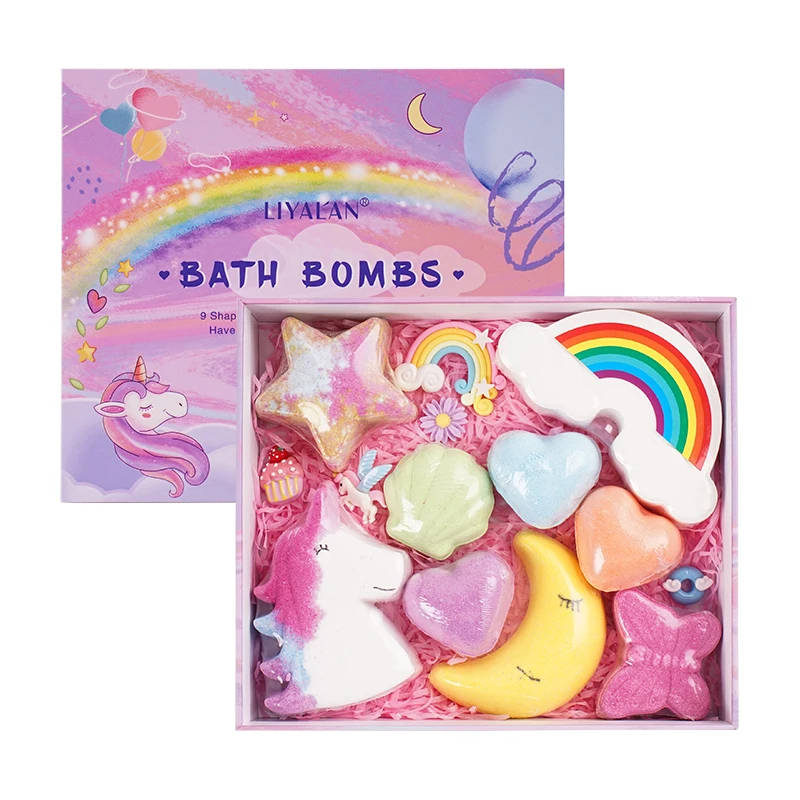 Luxury Bathbomb Kit For Kid Rich Bubble Colorful Cute Rainbow Cloud Women SPA Relax Vegan Fizzy Bath Bomb Set With Toys Inside 1
