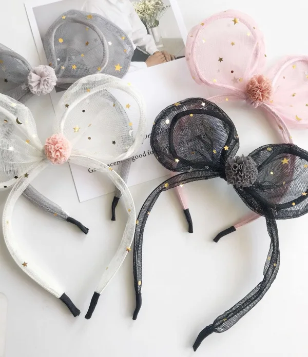 

Korean-style Cute Lace Star Big Rabbit Ears Hair Hoop Girls Cute Hair Accessories Performance Party Hair Accessories Headband Pa