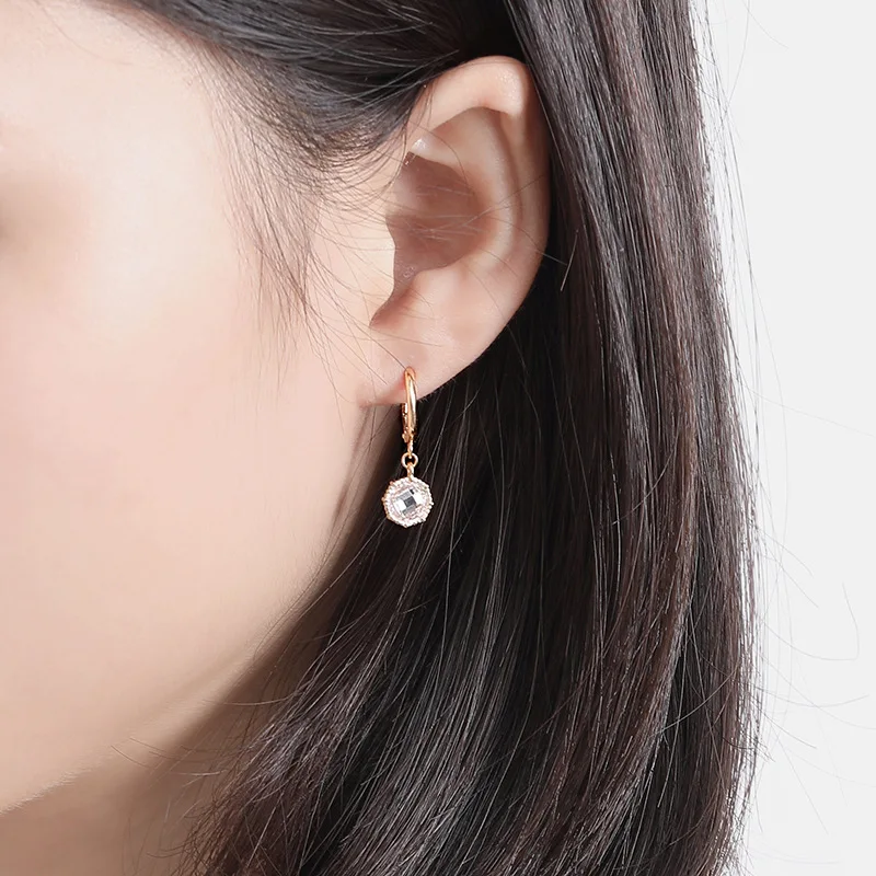 

New Sterling 925 Silver Round Surface 4A Zircon Drop Earrings Champagne Color Luxurious 2019 Women's Earrings Silver 925 Jewelry