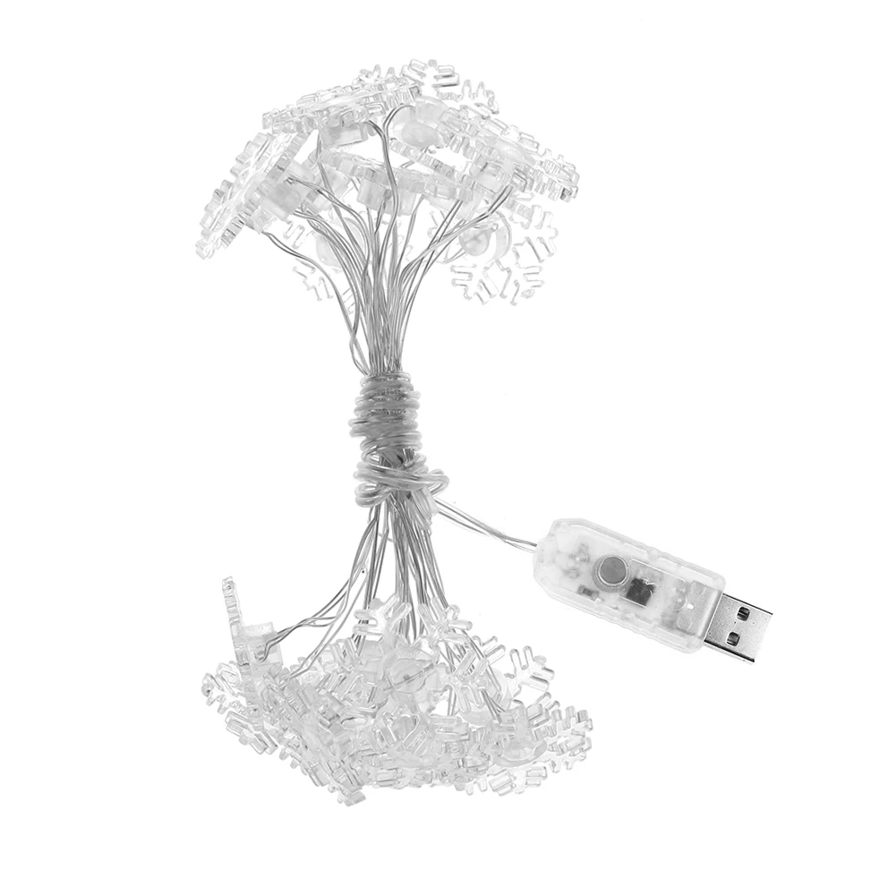 

3/6/10M LED Snowflake Light Waterproof Festival Decor String Lamp USB Multicolor Battery Flash Fairy Light for Wedding Christmas