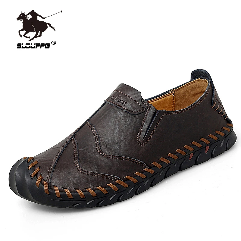 

Casual Men Shoes Genuine Leather Outdoor Boat Sneakers Breathable Male Flats Quality Leather Loafers Mens Walking Shoes 38-47