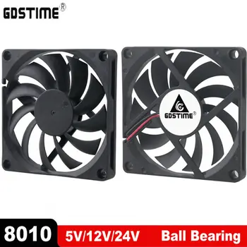 

2 Pcs Gdstime Cooler 80mm 5V 12V 24V 2 Pin Connector 8010 8cm Ball Bearing 80x80x10mm Brushless Cooling Fan for PC Computer Case