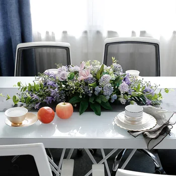 

Artificial Flower Rose Office Long Table Flower Speech Table Negotiation Hotel Table Decoration