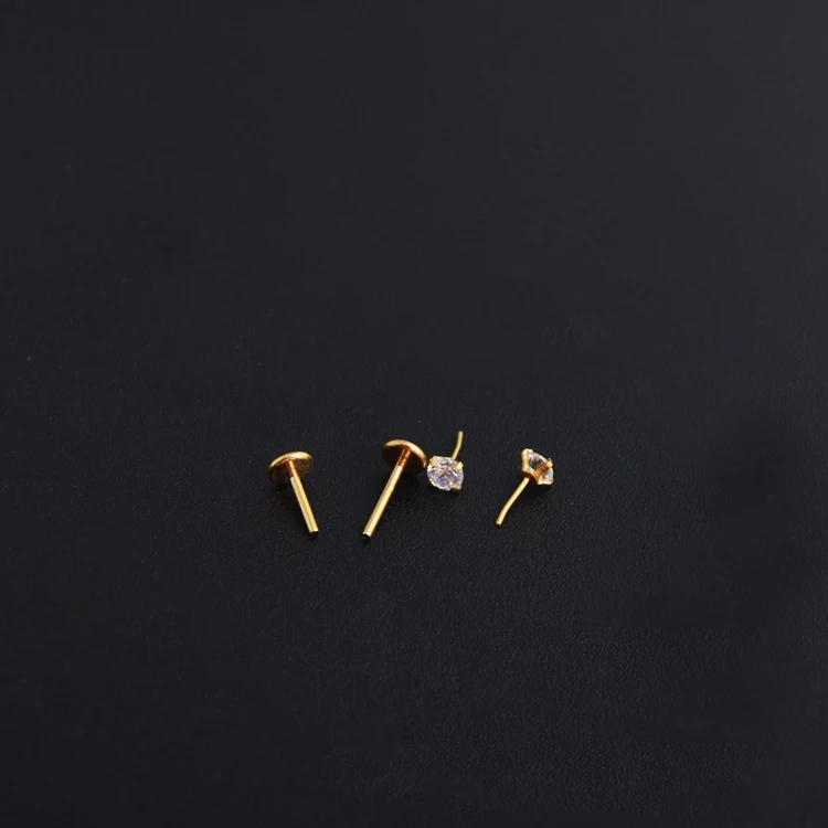 40pcs 20G Clear CZ Gem Lip Stud  Ear Fine Needle Threadless Push Pin Labret Round Claw Flat Bottom Cartlidge Earrings Piercing