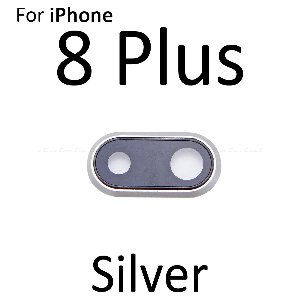 Новая задняя камера стеклянная крышка с кольцом для объектива с рамкой держатель для iPhone X 7 8 Plus запасные части - Цвет: Silver 8 Plus