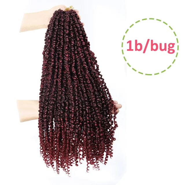 Synthetic Crochet Braids Hair For Passion Twist Pre-Looped Fluffy Ombre 12 18 22 28Inch Pre-Twisted For Black Woman YXCHERISHAIR T1B/Burgundy