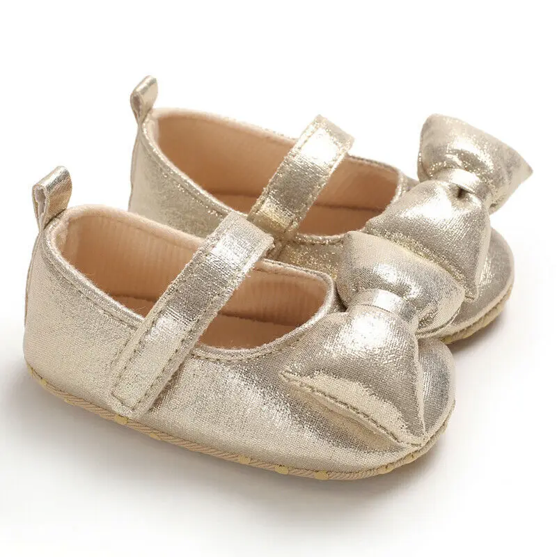 Мягкая детская обувь принцессы для новорожденных девочек, однотонные кожаные моккасины с бантиками, Противоскользящие ходунки