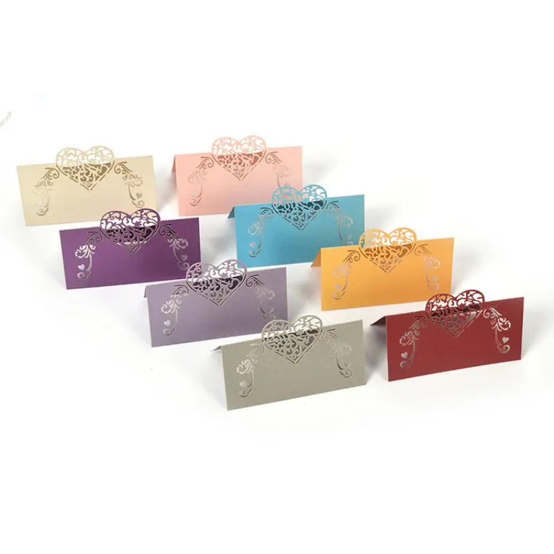  50pcs Table Place Cards Hollow Out Wedding Invitation Cards Card Table Name Message Greeting Card W - 4.0006E+12