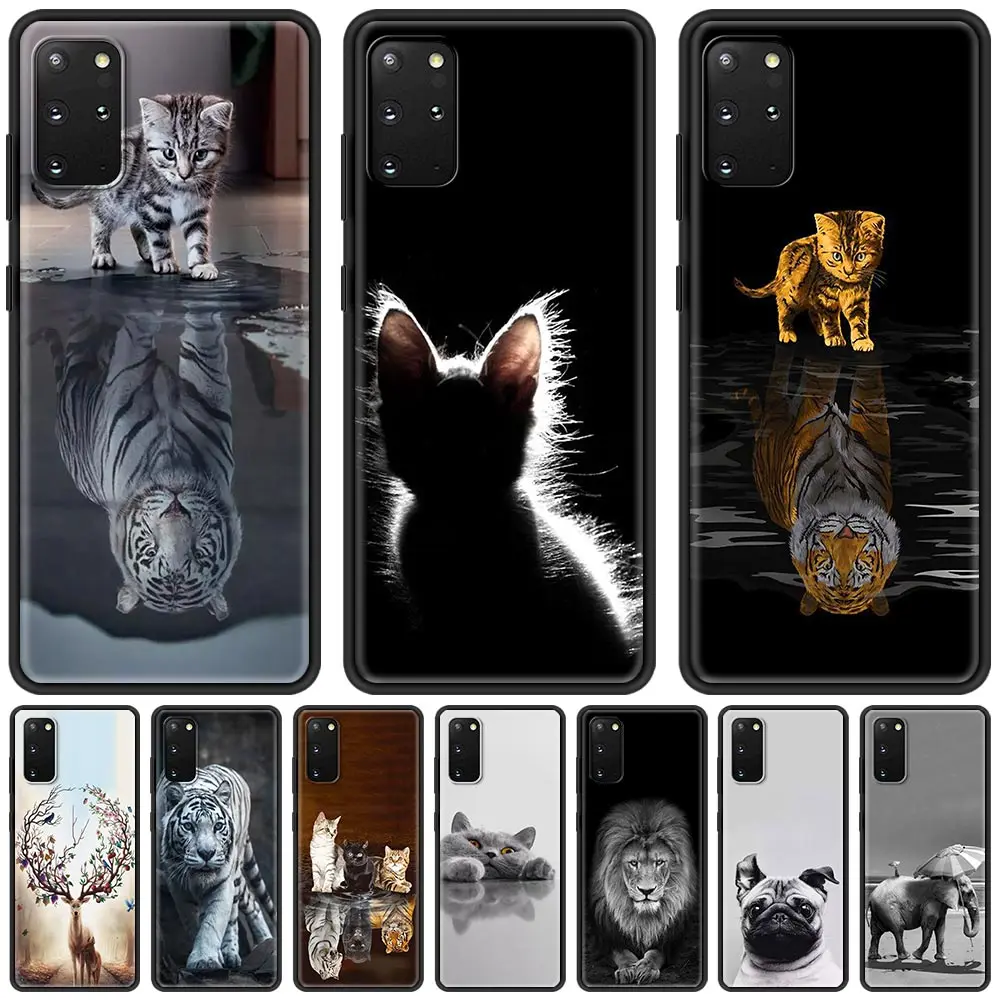 Животного слона тигра кошка собака чехол для Samsung S20 FE S8 S9 S10 плюс S10e Galaxy ультра S21 +